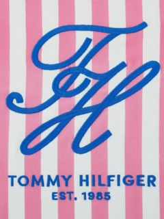 Striped TH Monogram Logo Pillow — Flower Pink 4