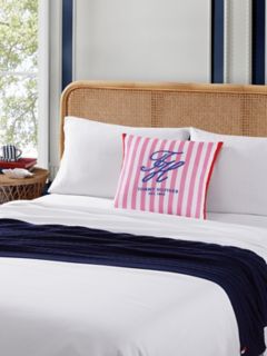 Striped TH Monogram Logo Pillow — Flower Pink 5