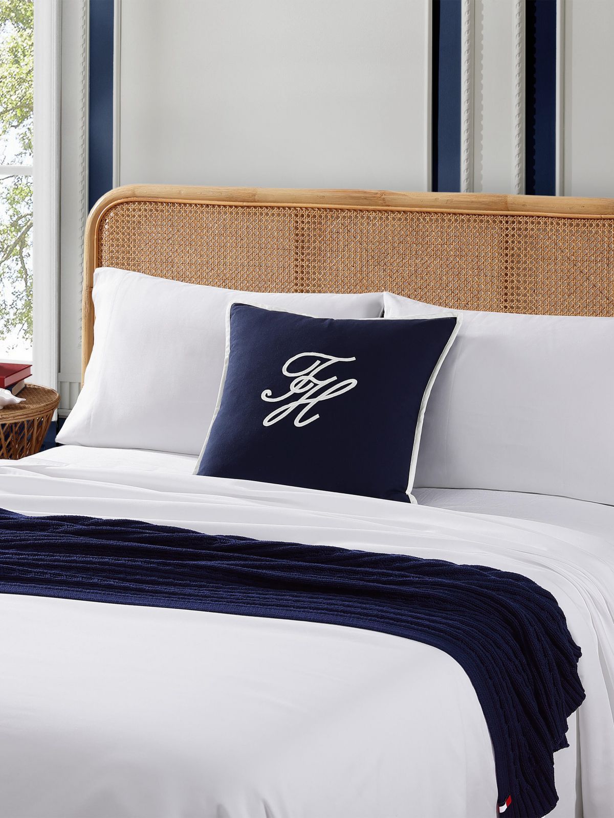 Contrast TH Monogram Logo Pillow — Core Navy