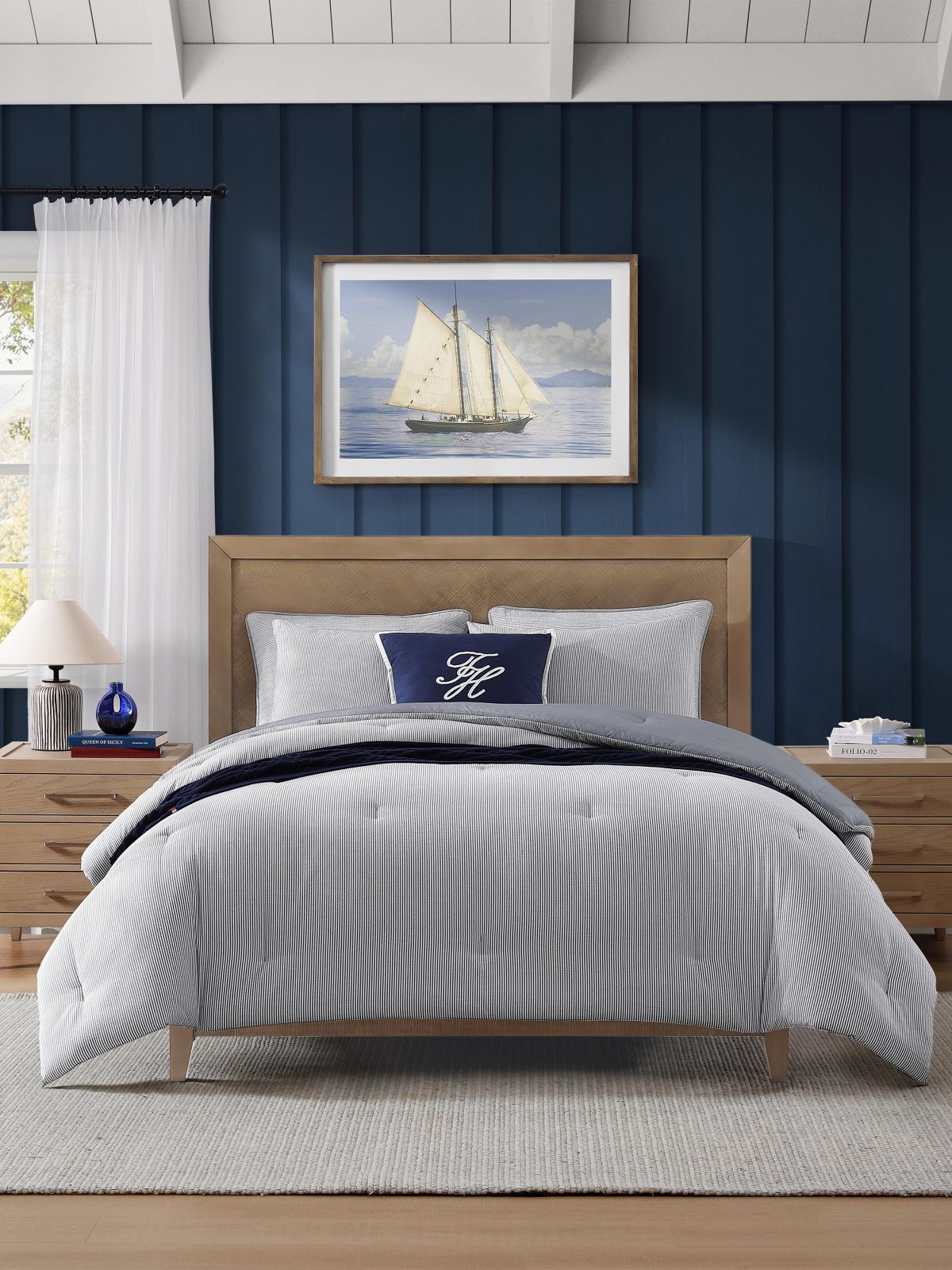 Contrast TH Monogram Logo Pillow — Core Navy