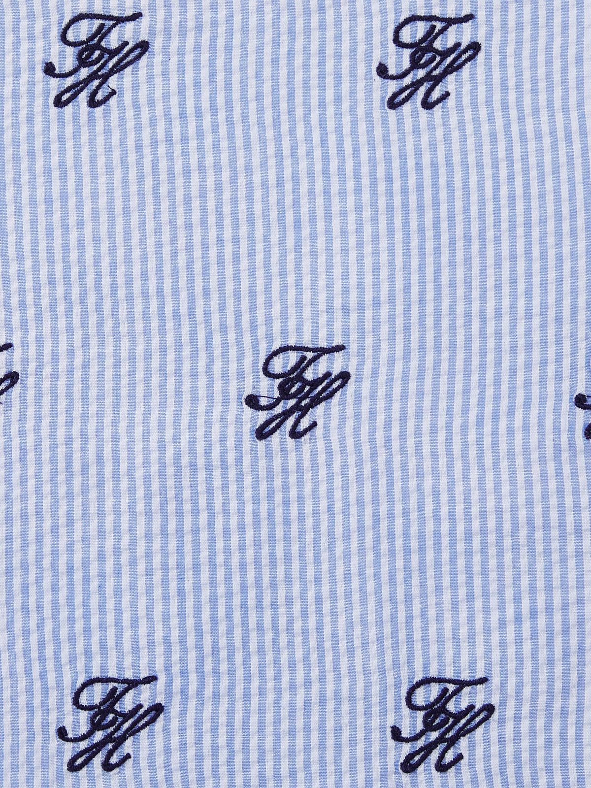 Allover TH Monogram Logo Pillow — Deep Blue