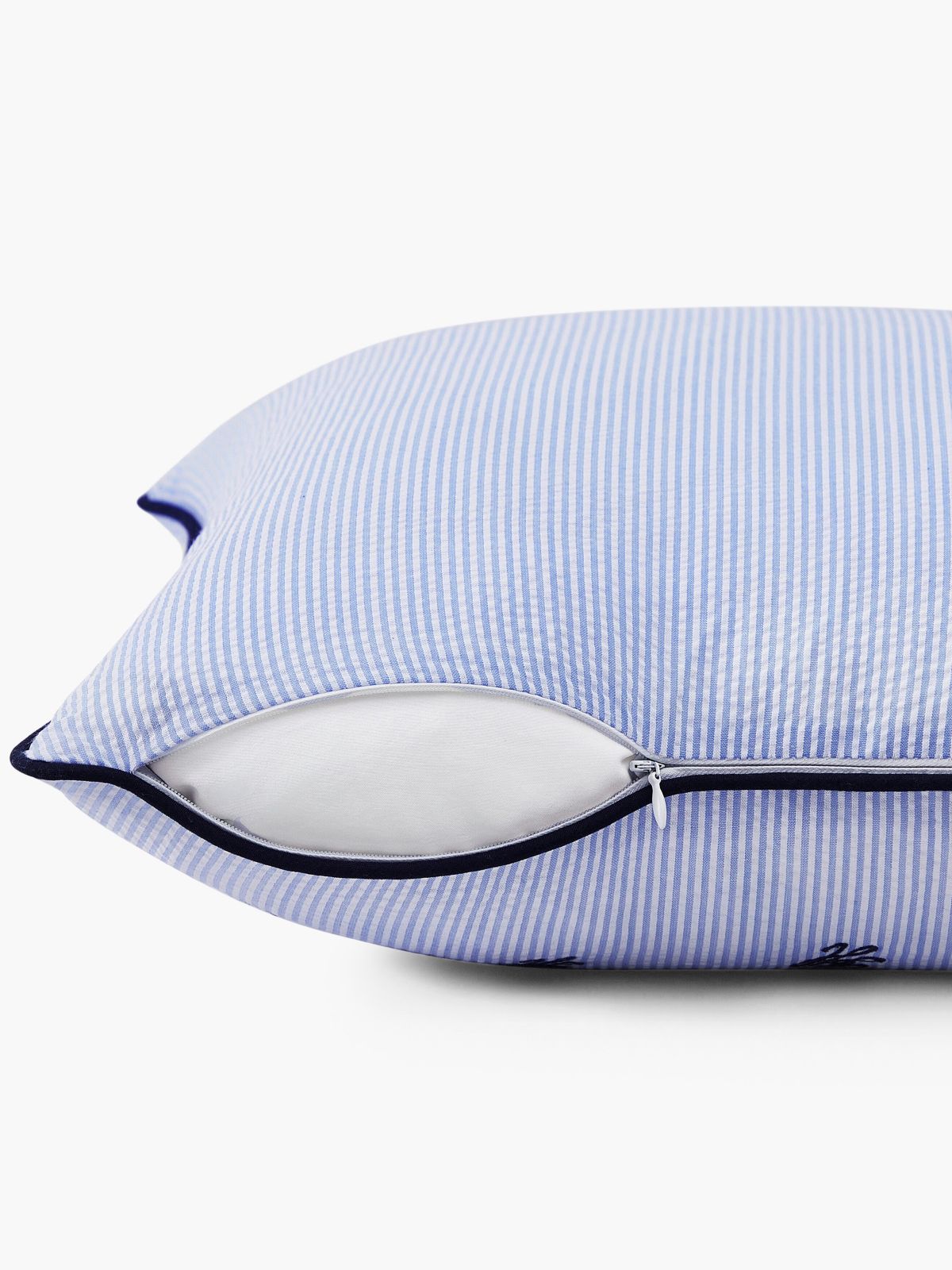 Allover TH Monogram Logo Pillow — Deep Blue