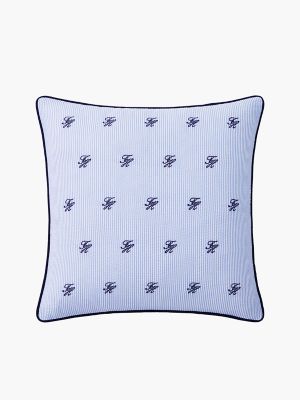Allover TH Monogram Logo Pillow, Deep Blue