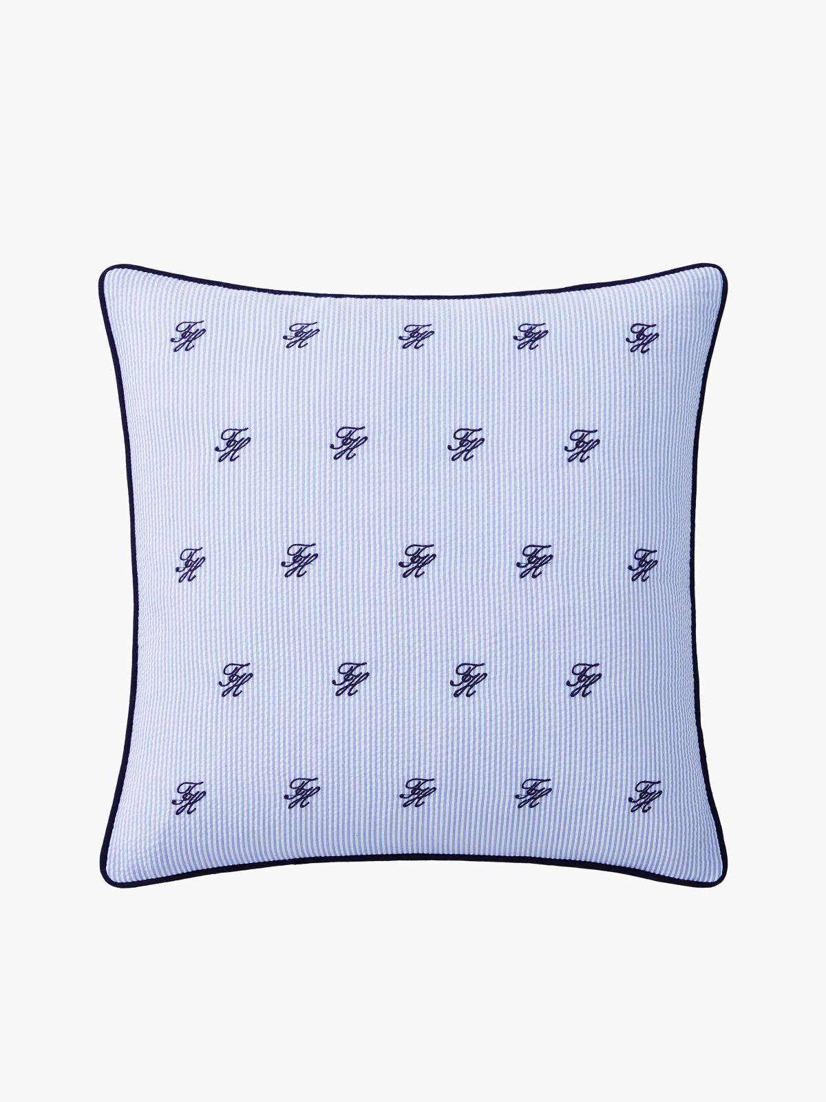 Allover TH Monogram Logo Pillow — Deep Blue