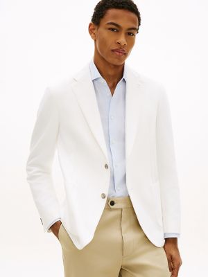 Unlined Twill Blazer, White