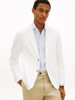 Unlined Twill Blazer — White 1