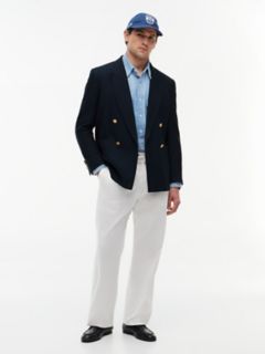 Textured Cotton-Wool Blend Blazer — Navy 2