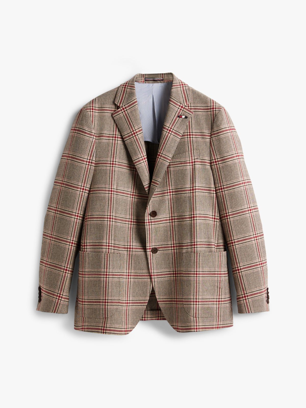 Glen Plaid Wool-Blend Blazer — Brown Check