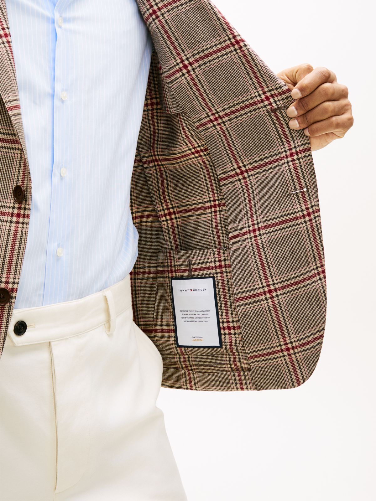 Glen Plaid Wool-Blend Blazer — Brown Check