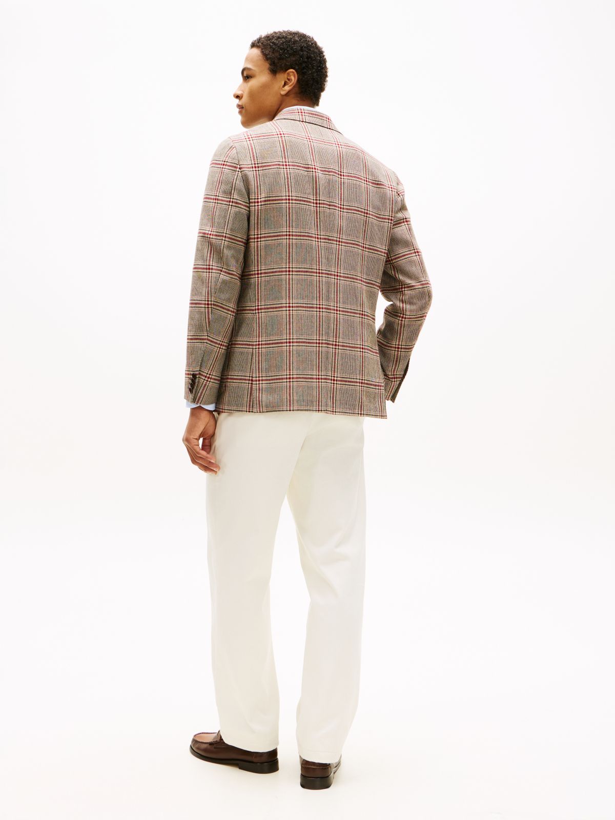 Glen Plaid Wool-Blend Blazer — Brown Check