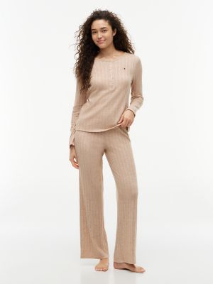 Henley T-Shirt & Pant Sleep Set, Taupe