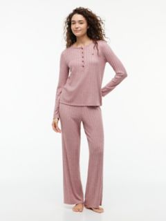 Henley T-Shirt & Pant Sleep Set — Rose Brown 1