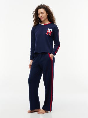 Cropped Pullover & Pant Sleep Set, Sky Captain