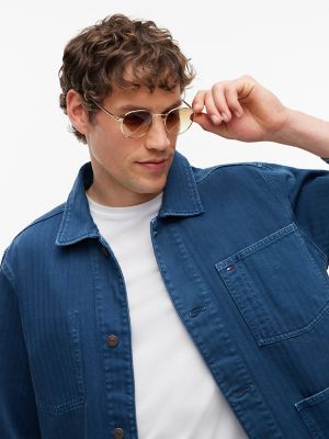 Мужские солнцезащитные очки Tommy Hilfiger Pantos Frame Metal Sunglasses, цвет: Жёлтый — фото 4