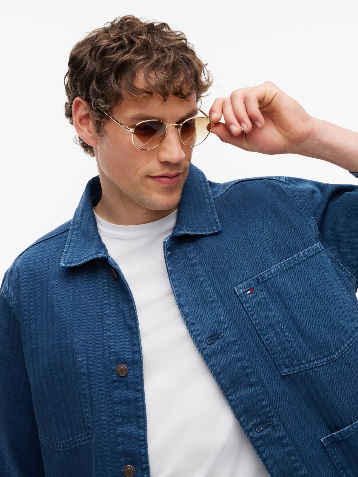Pantos Frame Metal Sunglasses — Yellow