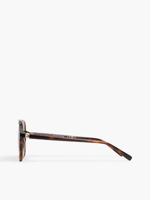 Женские солнцезащитные очки Tommy Hilfiger Rounded Square Frame, цвет: Гавана — фото 2
