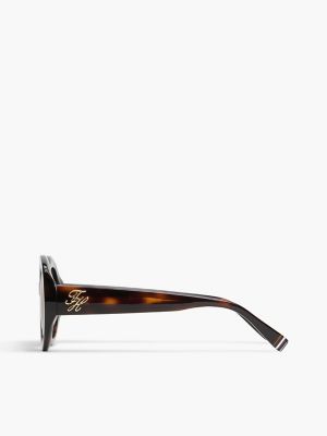 Женские солнцезащитные очки Tommy Hilfiger Bold Round Frame Sunglasses, цвет: Гавана — фото 2