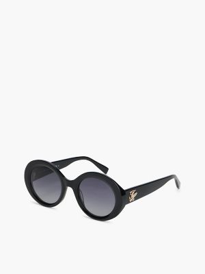 Bold Round Frame Sunglasses, Black