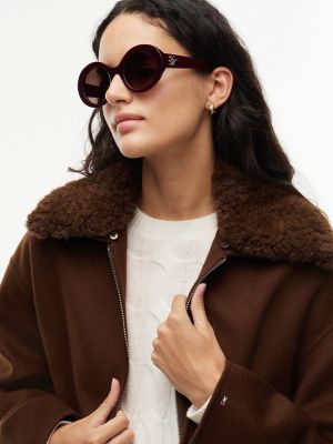 Женские солнцезащитные очки Tommy Hilfiger Bold Round Frame Sunglasses, цвет: Бордовый — фото 3