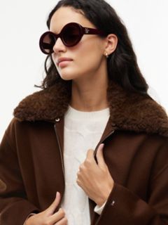 Bold Round Frame Sunglasses — Burgundy 3