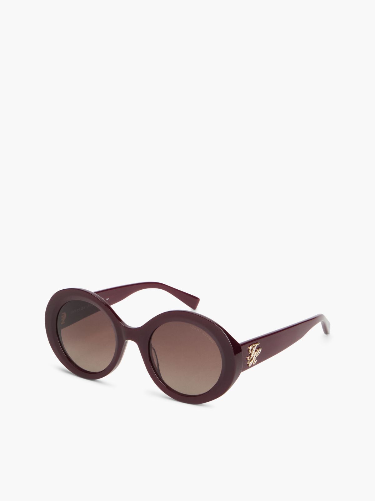 Bold Round Frame Sunglasses — Burgundy