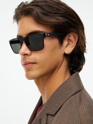 Мужские солнцезащитные очки Tommy Hilfiger Rectangular Frame Polarized Sunglasses, цвет: Чёрный — фото 3