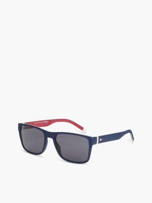 Sporty Rectangular Frame Sunglasses, Blue