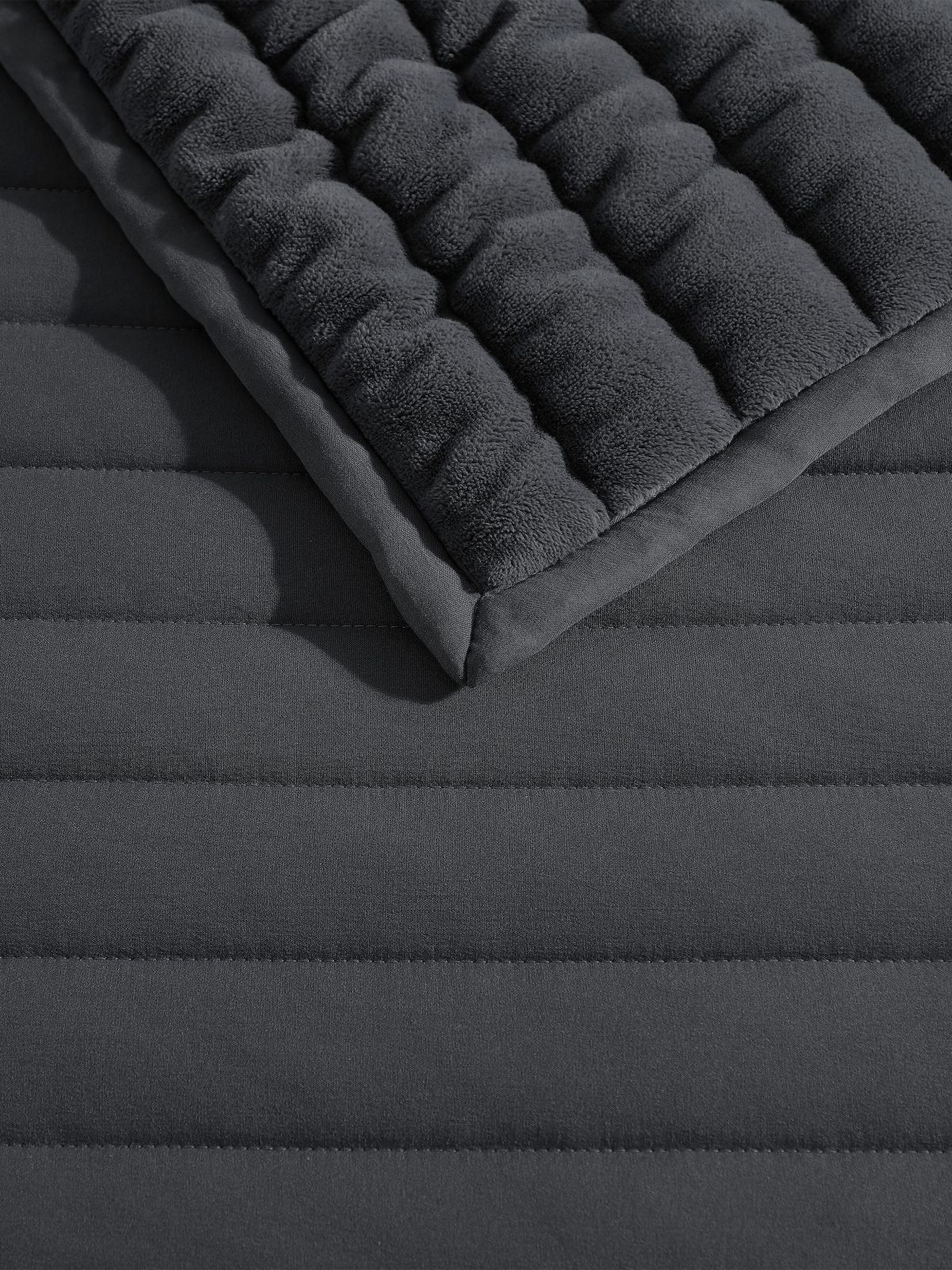 Grey Quilted Bed-In-A-Bag Set — Charcoal Grey