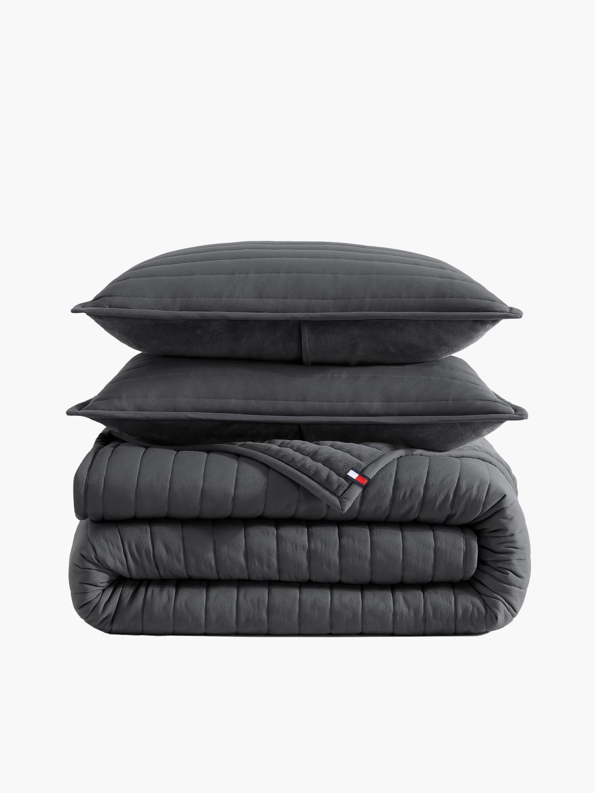 Grey Quilted Bed-In-A-Bag Set — Charcoal Grey