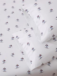 Allover Skier Print Sheet Set — White/Blue 2