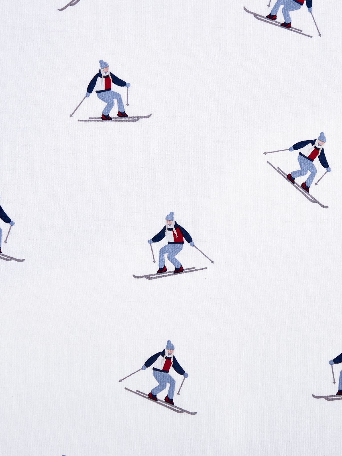 Allover Skier Print Sheet Set — White/Blue