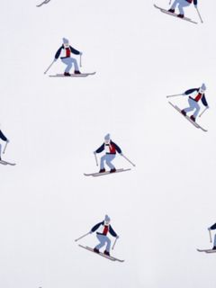 Allover Skier Print Sheet Set — White/Blue 3