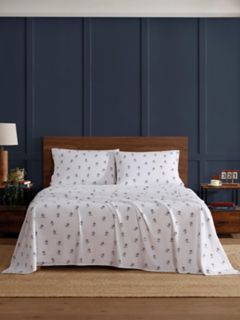 Allover Skier Print Sheet Set — White/Blue 4
