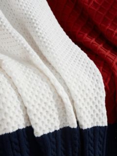 Mixed-Knit Flag Logo Blanket — Navy / Red / White 2