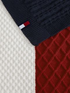 Mixed-Knit Flag Logo Blanket — Navy / Red / White 3
