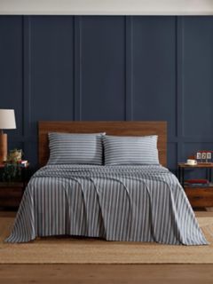 Grey Striped Sheet Set — Deep Blue / Classic Red 4