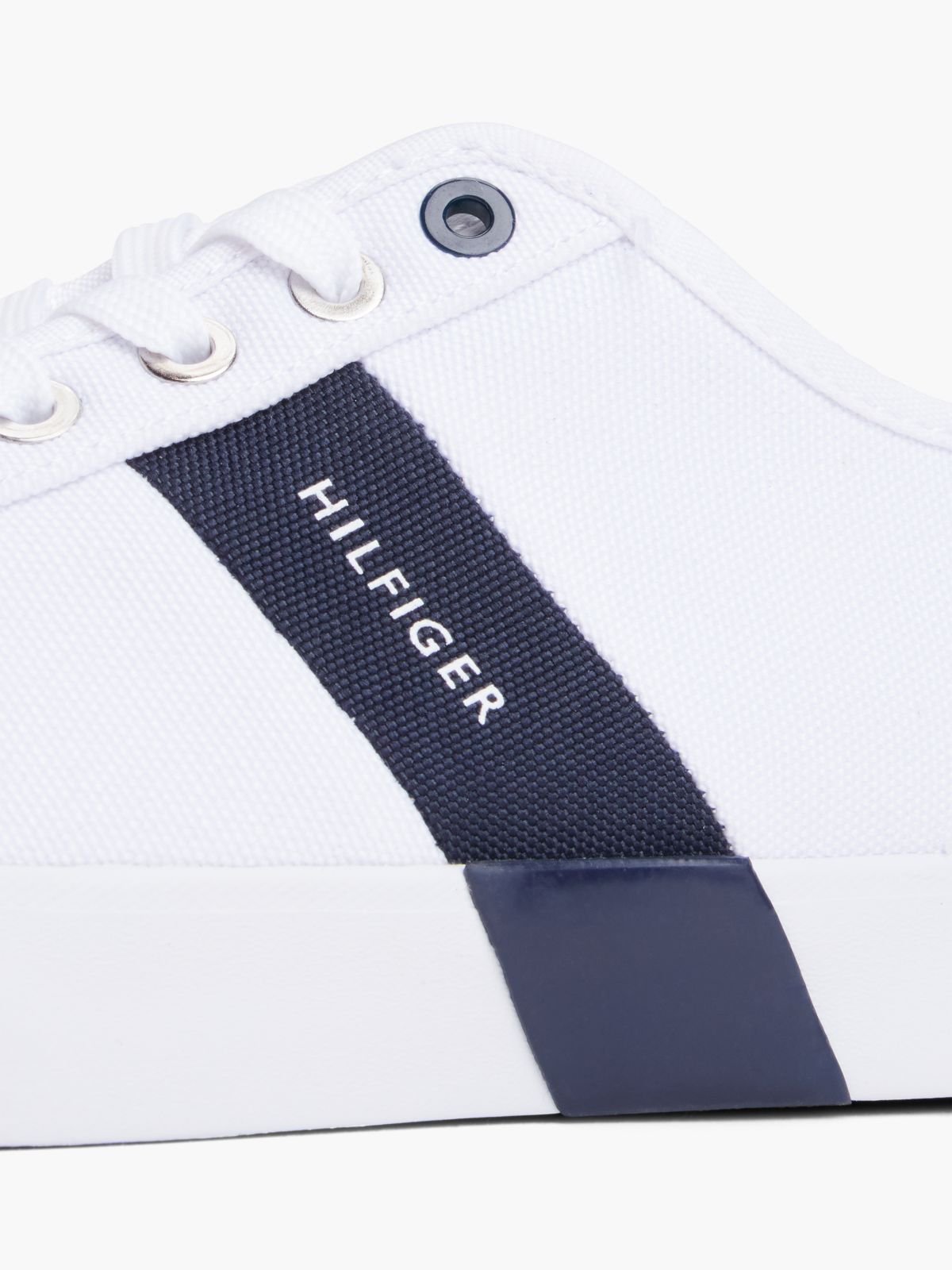 Canvas Low-Top Sneaker — White/Navy
