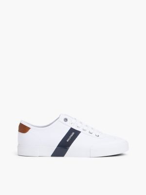 Canvas Low-Top Sneaker, White/Navy