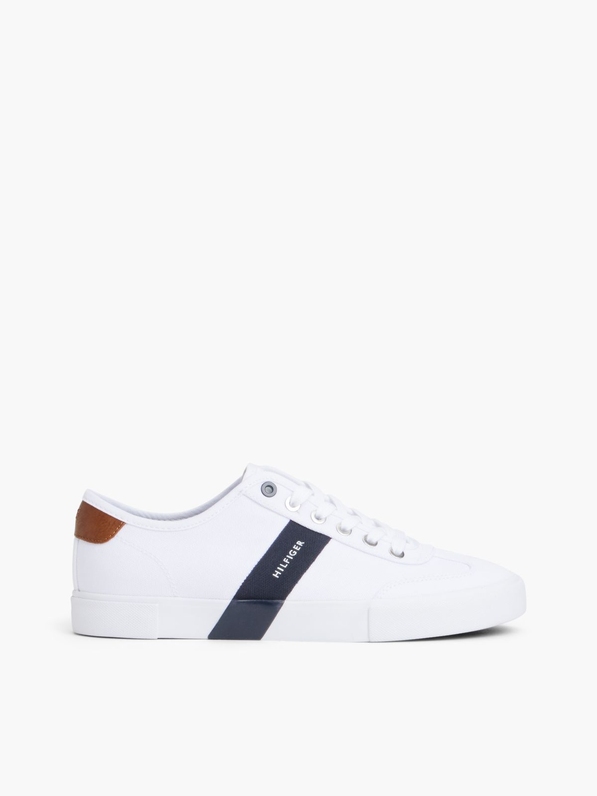 Canvas Low-Top Sneaker — White/Navy