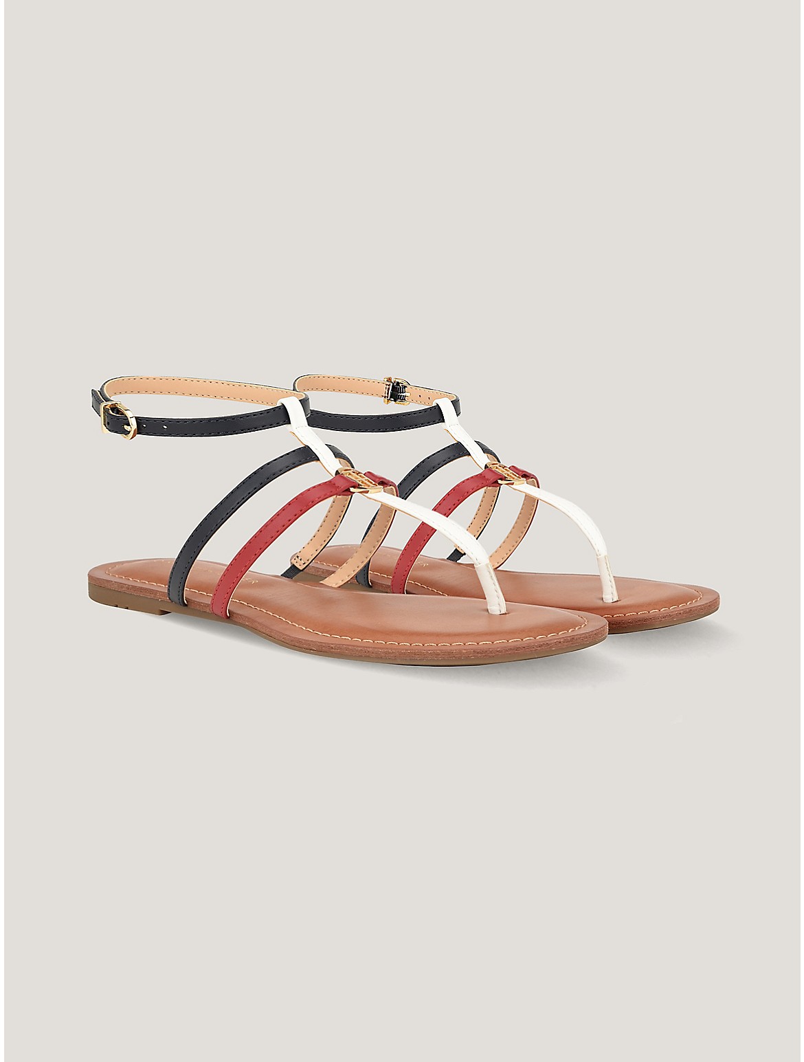 Shop Tommy Hilfiger Signature Stripe Ankle Strap Sandal In Red/white/blue