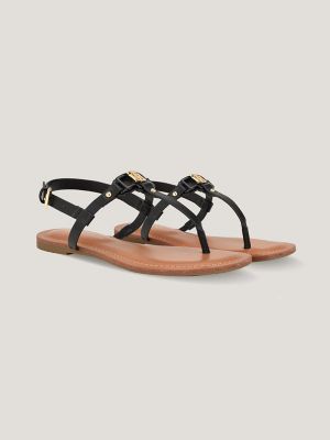 TH Logo Ankle Strap Sandal, Black