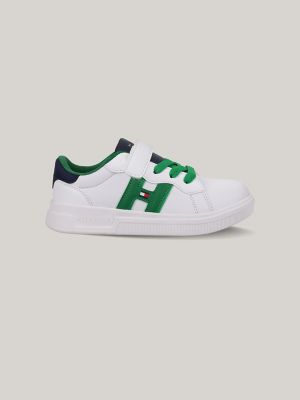Kids' Bold H Strap Sneaker, White / Green / Navy
