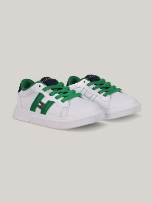 Kids' Bold H Sneaker, White / Green / Navy