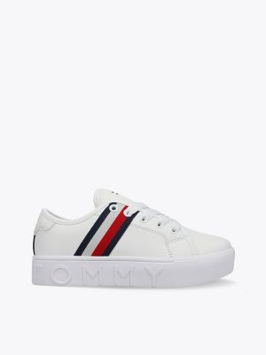 Kids' Signature Stripe Platform Sneaker, White