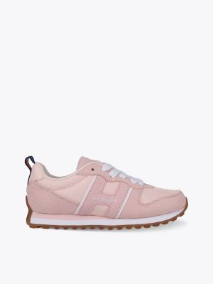 Kids' Hilfiger Logo Tonal Sneaker, White / Pink