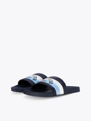 Kids' Stripe Logo Slide, Breezy Blue / Navy