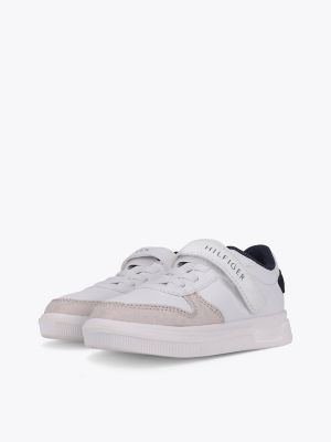 Little Kids' Hilfiger Logo Sneaker, White / Navy