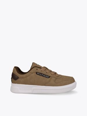 Kids' Tonal Lace-Up Cupsole Sneaker, Khaki / Chocolate