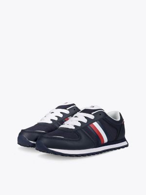 Kids' Lace-Up Signature Stripe Sneaker, Navy