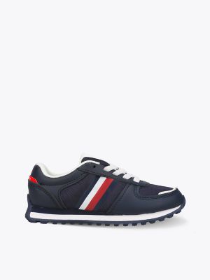 Kids' Lace-Up Signature Stripe Sneaker, Navy